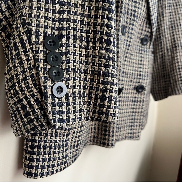 vintage austin reed 100% silk tweed double breasted blazer jacket - Picture 4 of 12